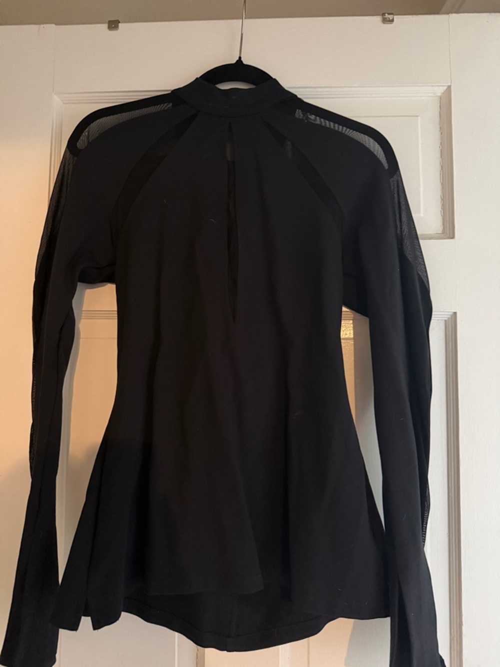 Free People Black Long-Sleeve Mesh Detail Top